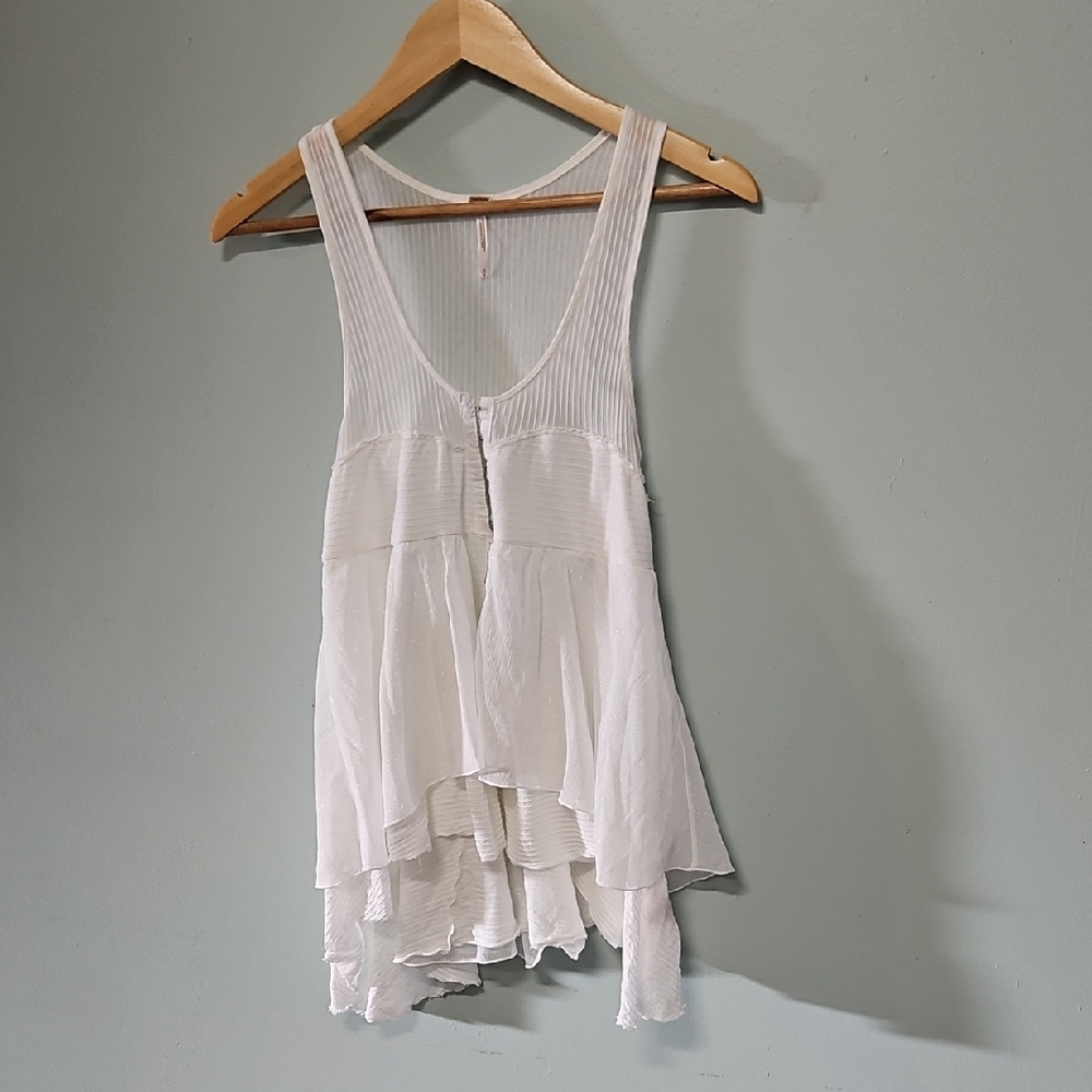 Free People White Layered Tank Top